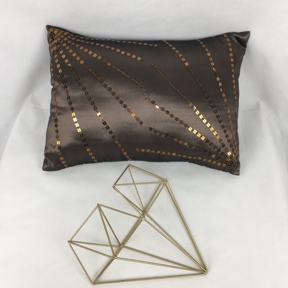 Brown Silk With Brown Square Sequin Accent Pillow - Picture 1 of 3
